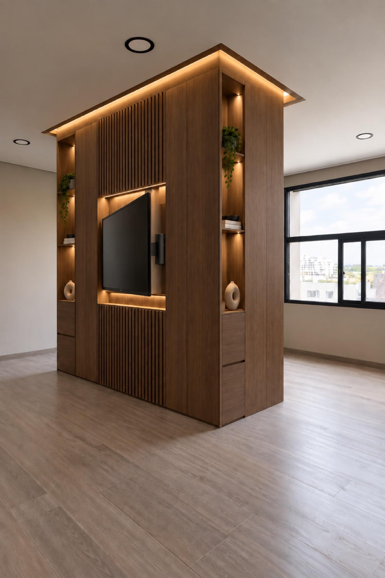 Sala de la recámara principal con TV giratoria